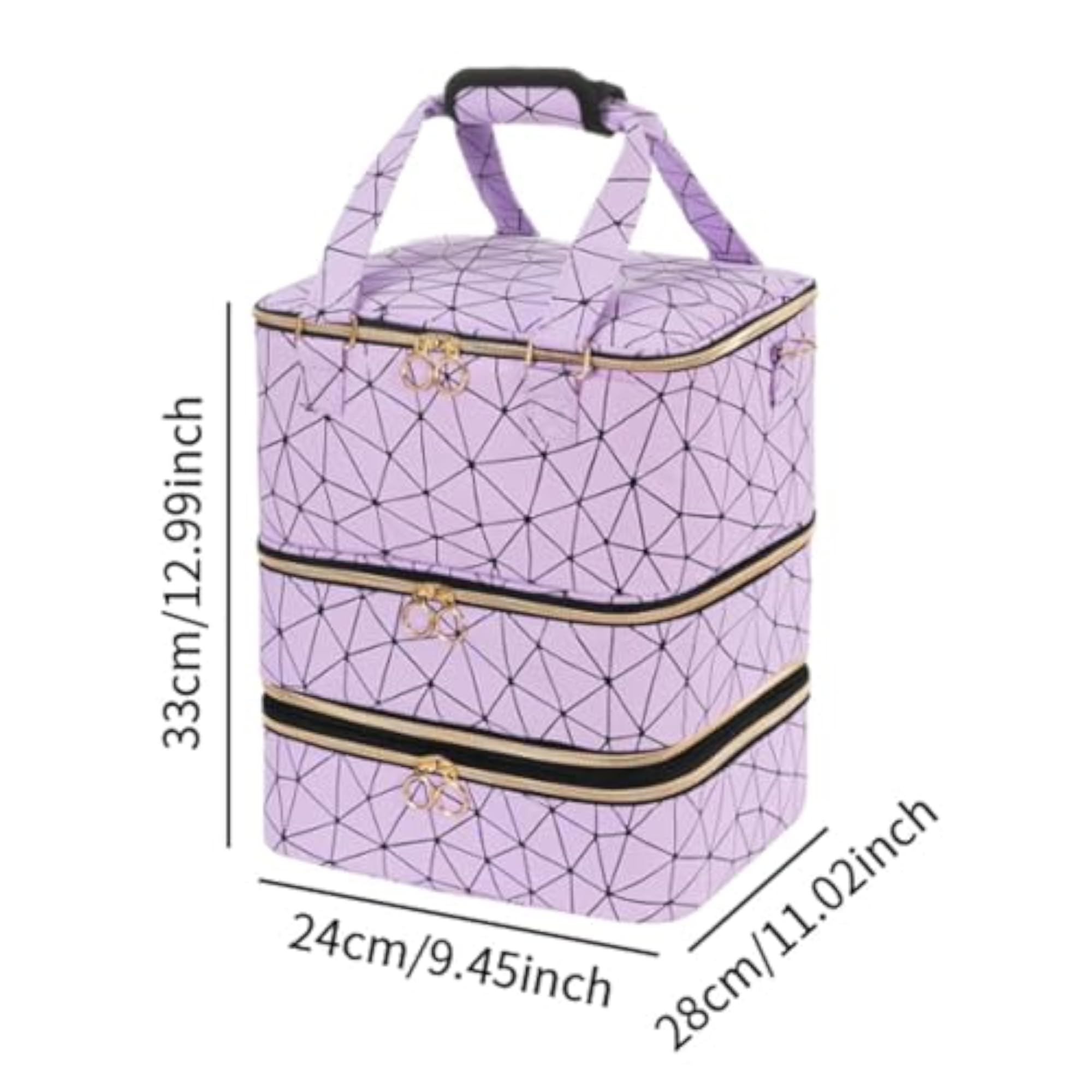 Nail Polish Organizer Case, 3 Layer Portable Cosmetic Bag