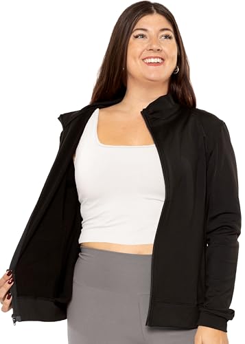 STRETCH IS COMFORT Women's Micro Fleece Performance Jacket Black Small