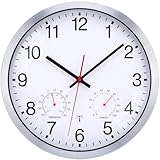 ACCSHINE Orologio da parete radiocontrollato da 30cm, senza ticchettio, silenzioso, funzionamento a batteria al quarzo, facile da leggere per camere, casa, cucina, camera da letto, ufficio, scuola