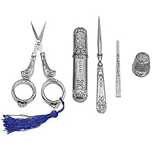 Embroidery Scissors, Complete Vintage Sewing Tools, with Sewing Needle Box, Awl, Sewing Thimble, Threader for Sewing, Cutting, Art Work, Embroidery, Needlework Retro