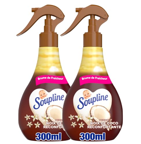 SOUPLINE Spray Brume de Linge Parfum Coco, Brume Parfumée pour Linge de Maison et Vêtements, Complément Idéal à Votre Lessive et à Votre Adoucissant...