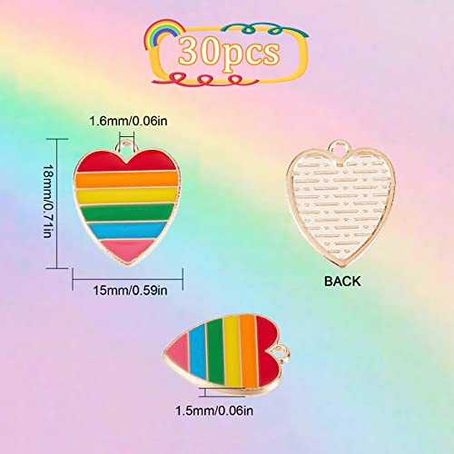 SUNNYCLUE 1 Box 30Pcs LGBT Charm Pride Love is Love Charms Gay Heart Enamel Colorful Rainbow Charms for Jewellery Making Charms Stripe Earring Making Supplies Necklace Bracelet DIY Craft Accessories - Image 2