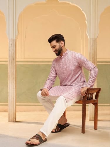 Image of SOJANYA (Since 1958 Men's Cotton Rayon Shiny Thread Sequinned Only Long Kurta