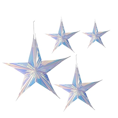 Cabilock 4 Piezas adorno colgante de fiesta linternas de estrellas adornos de estrellas de boda decoración navideña natal decoração ornamento decoraciones de boda Navidad Decorar Pentagrama
