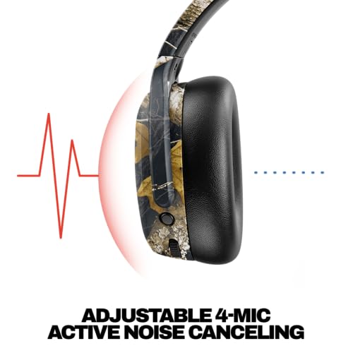 Image of Skullcandy Crusher ANC 2 Wireless Over-Ear Bluetooth Headphones with Multi-Sensory Bass, Active Noise Cancelling, Up to 60 Hours Battery, Microphone for iPhone Android - Realtree Edge Colors Black