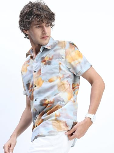 Image of Highlander Men's Abstract Print Half Sleeves Shirt | Bold & Stylish | A Fusion of Art and Fashion | Shirt for Man | Men Shirts | Casual Shirt for Men