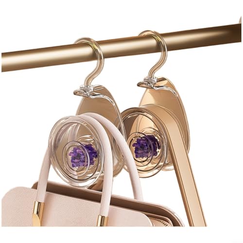 Hoppipola No for Mark - Ganchos curvos anchos para bolsos, sombreros y corbatas, para organizador de armario giratorio de 360 grados con ventilación de fragancia, fuerte carga de 5 kg, solución para