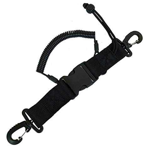 Fuwok XJS02 - Cordino a Spirale per Immersioni subacquee, Fibbia a sgancio rapido, Clip di Fissaggio subacqueo, Accessori per Fotocamera, Nero