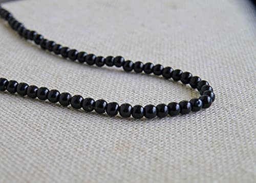 Black Onyx Gemstone perles lisses 4mm, éclat noir intense en fil de 8"