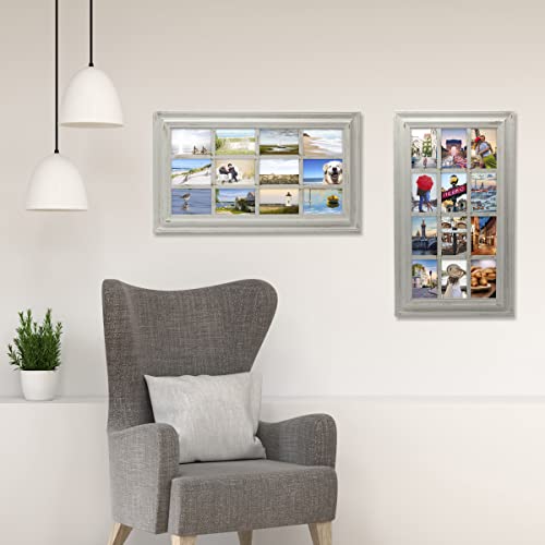 Melannco Window Collage Frame For Wall, Wall Decor, Farmhouse, Picture Frame, Displays 4X6 Photos, 17X29 Inch, 12 Opening, Distressed Gray #TOP5