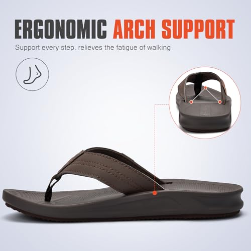 Image of Men's Ultra Soft Cushion Flip Flops with Arch Support, Quick Dry Thong Sandals for Indoor & Outdoor Comfort