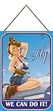  Cartel de chapa con cordel 30 x 20 cm Sexy Girl – Fly we can do it ! - Esma de chapa.
