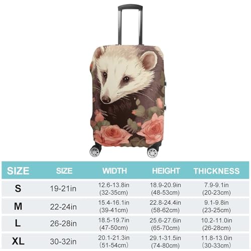Opossum And Roses Elastic Luggage Cover Suitcase Protector for 19-32 Inch Suitcases | Universal Stretchable Travel Bag Cover | Anti-Scratch, Washable with Zipper Closure M2