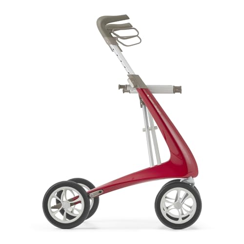 Image of byACRE Carbon Ultralight Rollator - World's Lightest Carbon Rollator - Only 10.6 lbs /for Indoor and Outdoor Use /Foldable and Easy to Travel with (Strawberry Red, Wide Track)