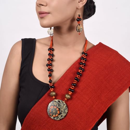 Image of AAKRITI ART CREATIONS Handcrafted Women's Jewelry Set - Ethnic Necklace and Earrings, Fashion Accessories for Special Occasions & Celebrations