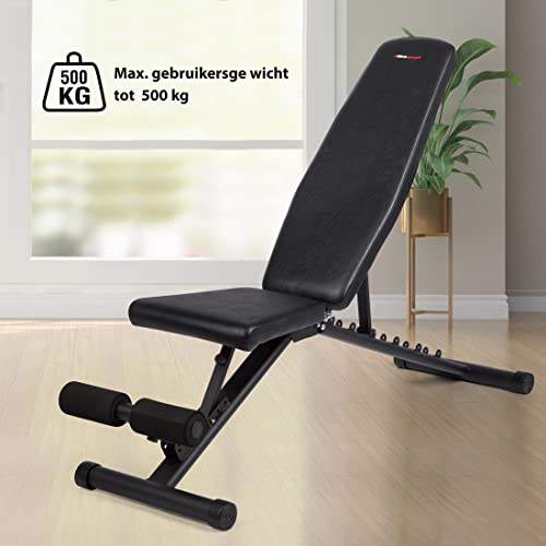 Ultrasport 5-1/9-1 All-in-One opvouwbare gewichtsbank, multifunctionele trainingsbank, 18-voudig verstelbare bank, flat/tilt/negative, buikspierbank, curlbank, krachttraining - Image 6