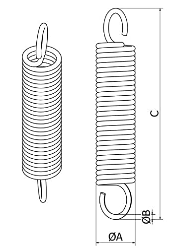 NAJDER Zugfeder Hängesessel Gehärteter Verzinkter Stahl für Hängende Hollywoodschaukel Hängematte Home Swing (Ø6-33 x 100 mm)