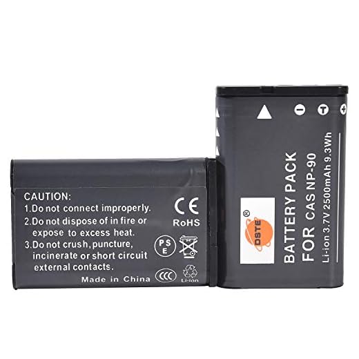 DSTE 2-Pack Ersatz Batterie Akku kompatibel mit Casio NP-90 Exilim EX-H10 EX-H15 EX-H20G EX-FH100 EX-FH100BK Digatal Kamera