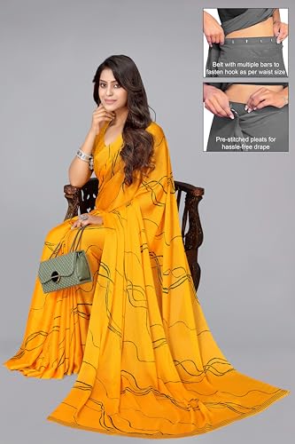 Image of MIRCHI FASHION Women's Ready to Wear 1 Minute Drape Chiffon Printed Saree with Blouse Piece