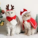 Disfraz Navidad para Perros Gatos, 4 Piezas Accesorios Ropa Navideño de Mascota Astas de Reno Diadema Sombrero de Santa Bufanda Manto, Regalo Collar Roja Disfraces Navideña para Perro Gato Pequeños 3 Disfraz Navidad para Perros Gatos, 4 Piezas Accesorios Ropa Navideño de Mascota Astas de Reno Diadema Sombrero de Santa Bufanda Manto, Regalo Collar Roja Disfraces Navideña para Perro Gato Pequeños