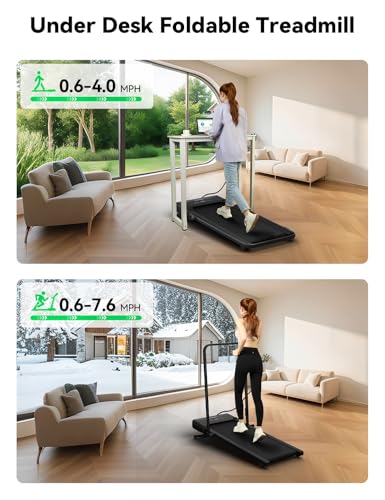 Image of FelFast Walking Pad Treadmill, 12% 5-Level Auto Incline, 2-in-1 Under Desk Foldable w /Remote Control, 12 HIIT Mode, 265 Lbs, 7.6 MPH Max, Portable Treadmill for Office Home