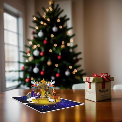 Magic Ants 3D Pop-Up Christmas Card, Nativity Scene with Holy Family, Shepherds, Baby Jesus, Three Wise Men, Angels - Image 3