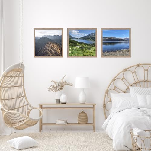 Image of JCJMY 10x10 Picture Frame for Wall Hanging, Wall Mounting Horizontally or Vertically, 10 x 10 Square Wall Gallery Poster Photo Frame with Durable Shatter Resistant Plexiglass, Rustic Brown