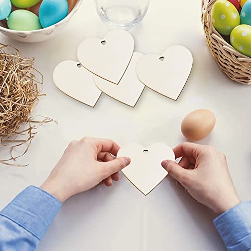 10 Pcs Unfinished Blank Wooden Hearts For Crafts,Heart-Shaped Wood Hanging Pieces Diy Heart Slices Blank Wood Heart Wood Slices Embellishments Ornaments For Christmas, Wedding, Valentine 3.14 Inch #TOP6