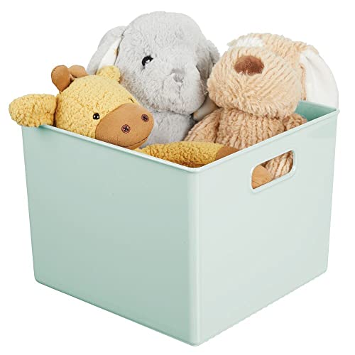 Mdesign Plastic Deep Home Storage Organizer Basket Bin, Handles For Cube Furniture Shelving In Office, Closet, Bedroom, Laundry Room, Nursery, Kids Toy Room Shelf, Ligne Collection, 4 Pack, Mint Green #TOP5