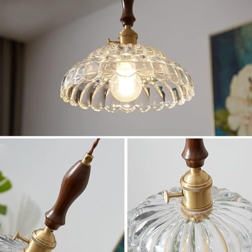 KAJYLFAST White Glass Lampshade Pendant Light with E26/E27 All Copper Base Pendant Lamp Flower Kitchen Decorative Hanging Light(25cm) [5]