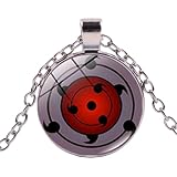 Collier fantaisie avec pendentif cabochon en verre œil de Sharingan - Yeux de réincarnation - Sasuke Itachi Kakashi - Cadeau pour enfants - Joli collier fait à la main, Alliage de zinc