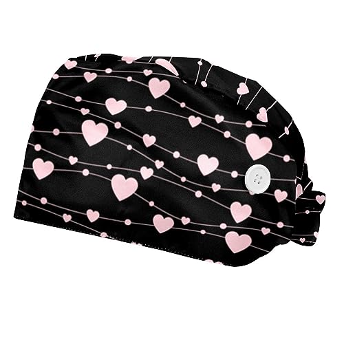 Chapeau de travail mixte VERED casquette ajustable motif cœur rose avec bandeau frontal