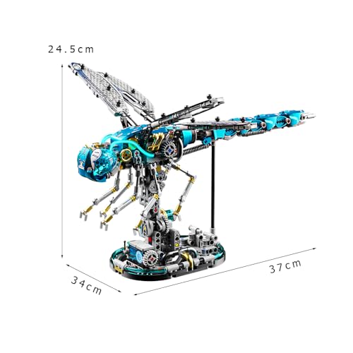 Image of SKY LINE OCEAN Mechanical Dragonfly Building Set with Light - 866+ PCS Steampunk Insect Model with Hand-Crank Base, LED Display STEM Construction Kit, Compatible Bricks Collectible Gift for Ages 14+