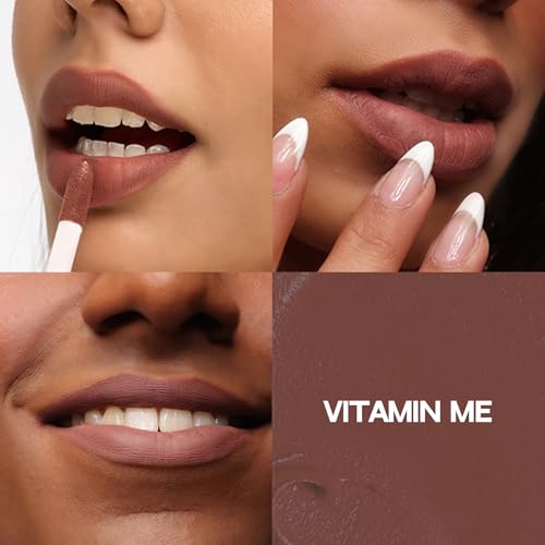 Image of Flossy Cosmetics Peachy Nude Liquid Lipstick - Vitamin Me | Creamy, Lightweight, Non-Drying | Enriched with Hyaluronic Acid, & Jojoba Oil | Bold, Long-Lasting Non-Sticky Formula | Smudge & Transfer-Proof | (4ml)
