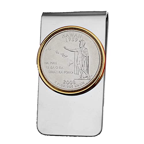 US 2008 Hawaii State Quarter BU Uncirculated Coin Two Toned Money Clip New