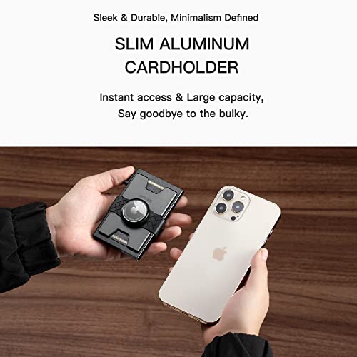 Semorid Minimalist Men Metal Wallet With Airtag Holder | Aluminum Credit Card Holder With Expandable Backplate | Trackable Wallet For Apple Air Tag Gps | Rfid Blocking Front Pocket Money Case (Black) #TOP1