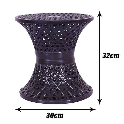 Image of Kuber Industries Seating Stool | Plastic Mesh Damroo Stool | Both Sided Stool for Guestroom | Damroo Style Stool | Stool for Graden | Stool for Balcony | Pack of 2 | Multi