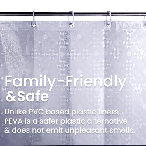 Image of LiBa Shower Curtain Liner PEVA Waterproof, 72x72 Clear Bubbles 12 Rings | PEVA shower liner, 3 weighted magnets, rust-proof grommets, 12plastic rings, shower curtain set