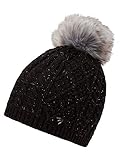 Ziener Damen ILLHORN Mütze/warm, gestrickt, Kunstfellbommel, Black, Einheitsgröße