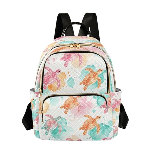 Sac à dos tortue de mer aquarelle 14L - Sac matelassé tendance pour femme