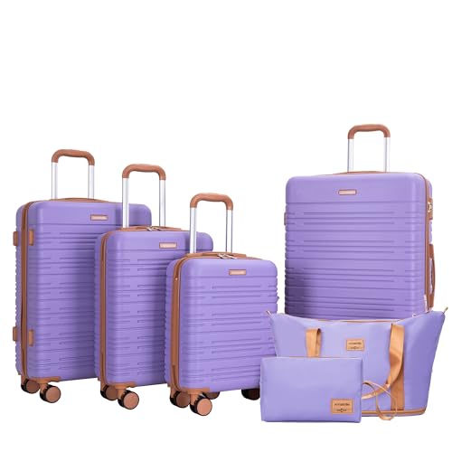 Image of 4-Piece Luggage Sets 16 inch20 inch24 inch28 inch,Suitcases with Double Spinner Wheels and TSA Lock,Hardcase 6 set Luggage with Underseat Duffel Bag