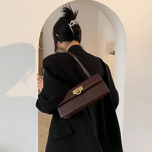 Small Purses for Womens Dark Brown Vintage Shoulder Bags for Women y2k purse Retro Shoulder Purse Cute Pu Leather Handbag3