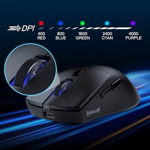 Image of Redragon M618 LIT Wireless Gaming Mouse, 10000 DPI Optical Ergonomic Mouse with 6 Programmable Buttons, 70G Ultra Lightweight, Software Supports DIY Keybinds
