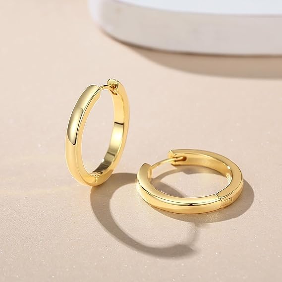Gold Earrings for Women 14K Gold Hoop Earrings for Women Chunky Classic Huggie Earring Everyday