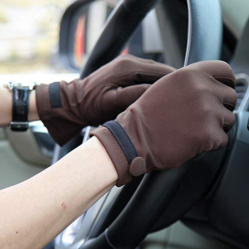 LINGLINGGLOVES UV Protection Sunscreen Gloves Touch Screen Extend Breathable List Section Cotton Sunshade Gloves Take Care Of Your Hands (Color : Coffee, Size : One size)