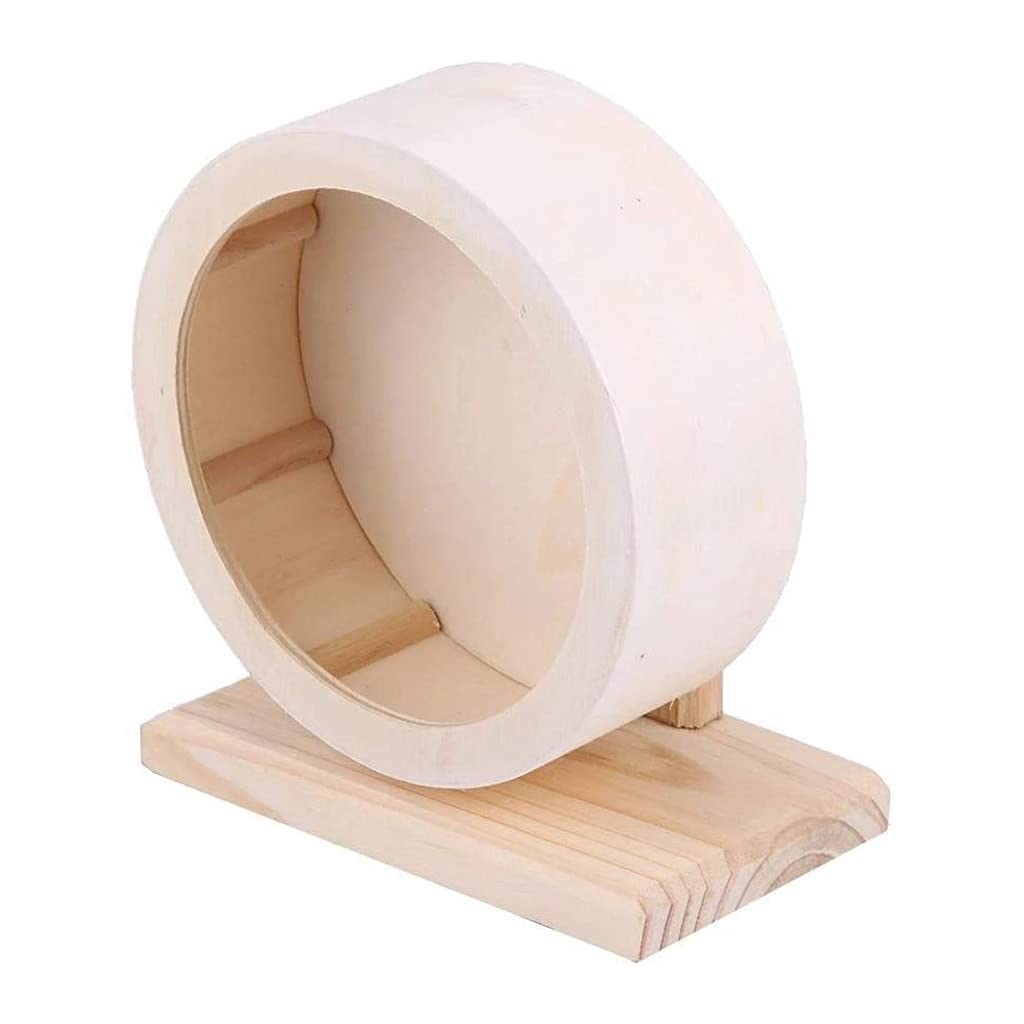 Small Animals Wooden Exercise Wheel Hamster Mute Running Spinner for Rat Gerbils Chinchillas Hedgehogs Mice Guinea Pigs (Large)