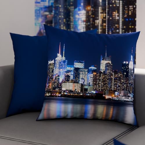 PETTI Artigiani Italiani - 2 Taies d’Oreiller 65x65 cm en Microfibre, Coussins Décoratifs Chambre, Salon, Lot de 2 Housses de Coussin, Taie New York, 100%...