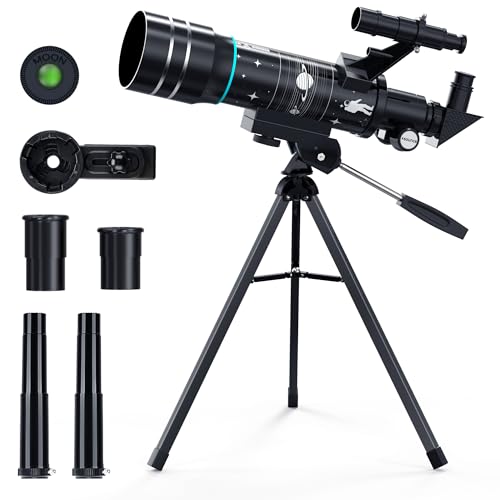 Image of Sounce Astronomical Land and Sky Refractor Telescope with 20x-96x Ultra Zoom for Beginners Kids Fully Coated Glass Optics Alt-Az Mount to Explore Moon Planets and Bright Celestial Objects Star (Black)