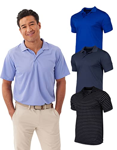 3 Pack:Mens Quick Dry Fit Polo Shirt Short Sleeve Golf Tennis Clothing Active Wear Athletic Performance Tech Sports Essentials Moisture Wicking Casual Dri-Fit T Shirts,Set 5-XL