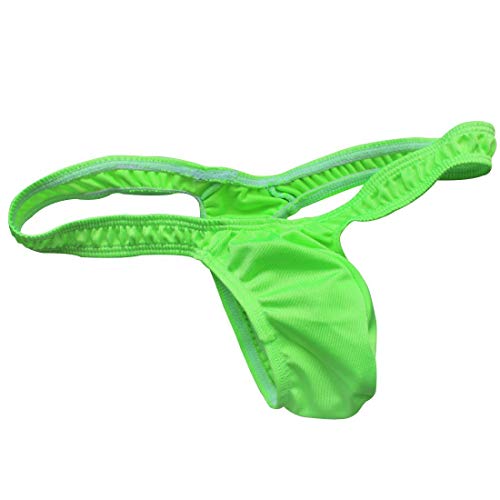 FFESHOW Men's Smooth Bikini Pouch Underwear G String Thongs Green One Size